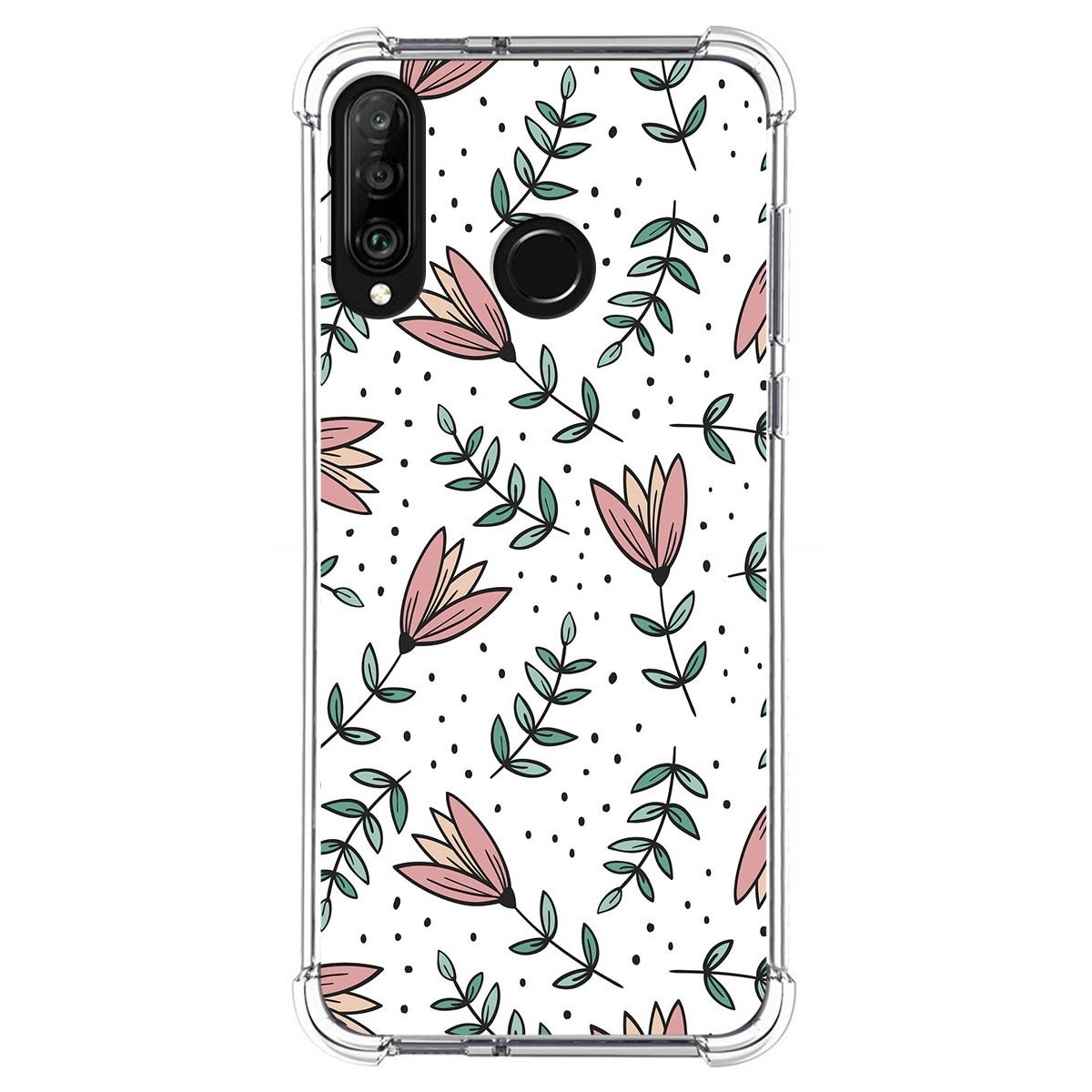 Funda Silicona Antigolpes para Huawei P30 Lite diseño Flores 01 Dibujos