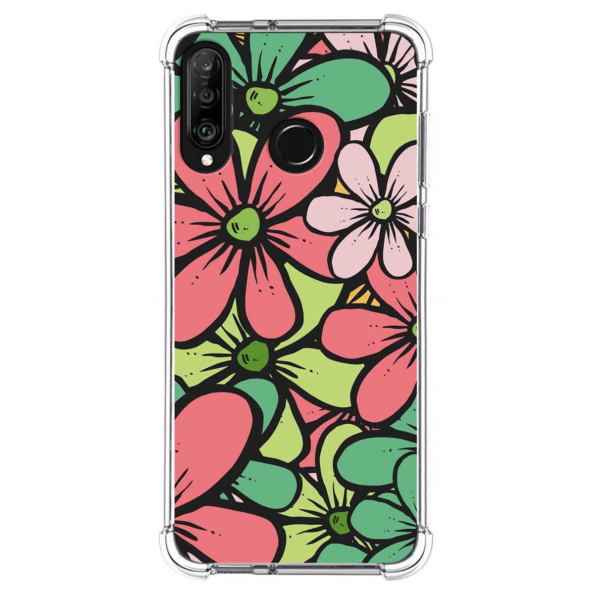 Funda Silicona Antigolpes para Huawei P30 Lite diseño Flores 02 Dibujos