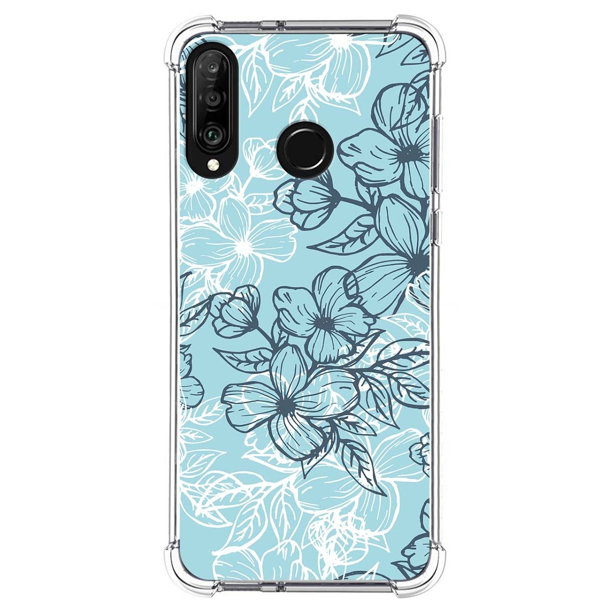 Funda Silicona Antigolpes para Huawei P30 Lite diseño Flores 03 Dibujos