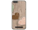 Funda Gel Tpu para Doogee X30 Diseño Corazones Madera Dibujos