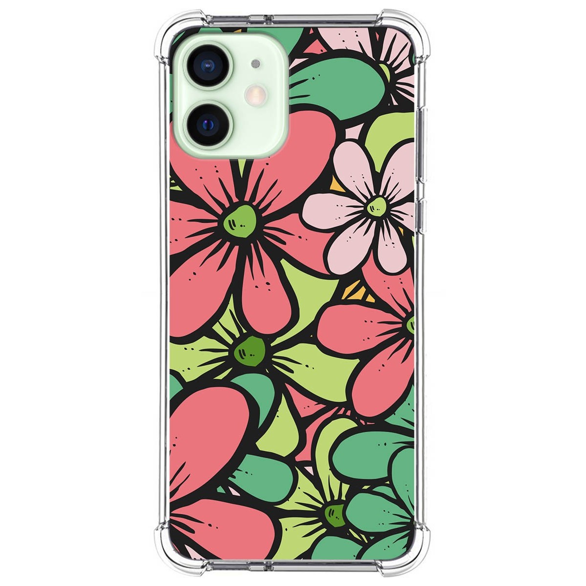 Funda Silicona Antigolpes para Iphone 12 Mini (5.4) diseño Flores 02 Dibujos