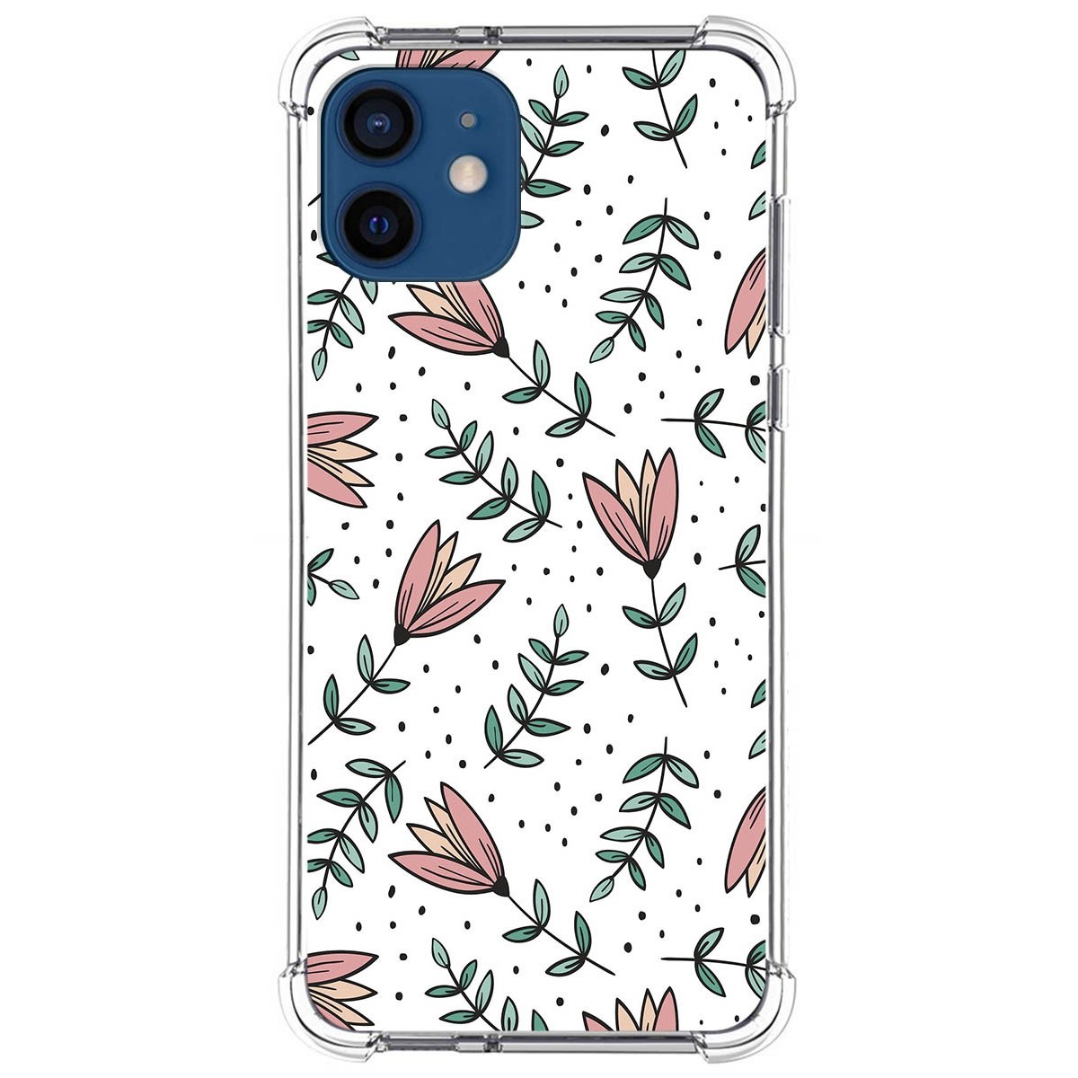 Funda Silicona Antigolpes para Iphone 12 / 12 Pro (6.1) diseño Flores 01 Dibujos