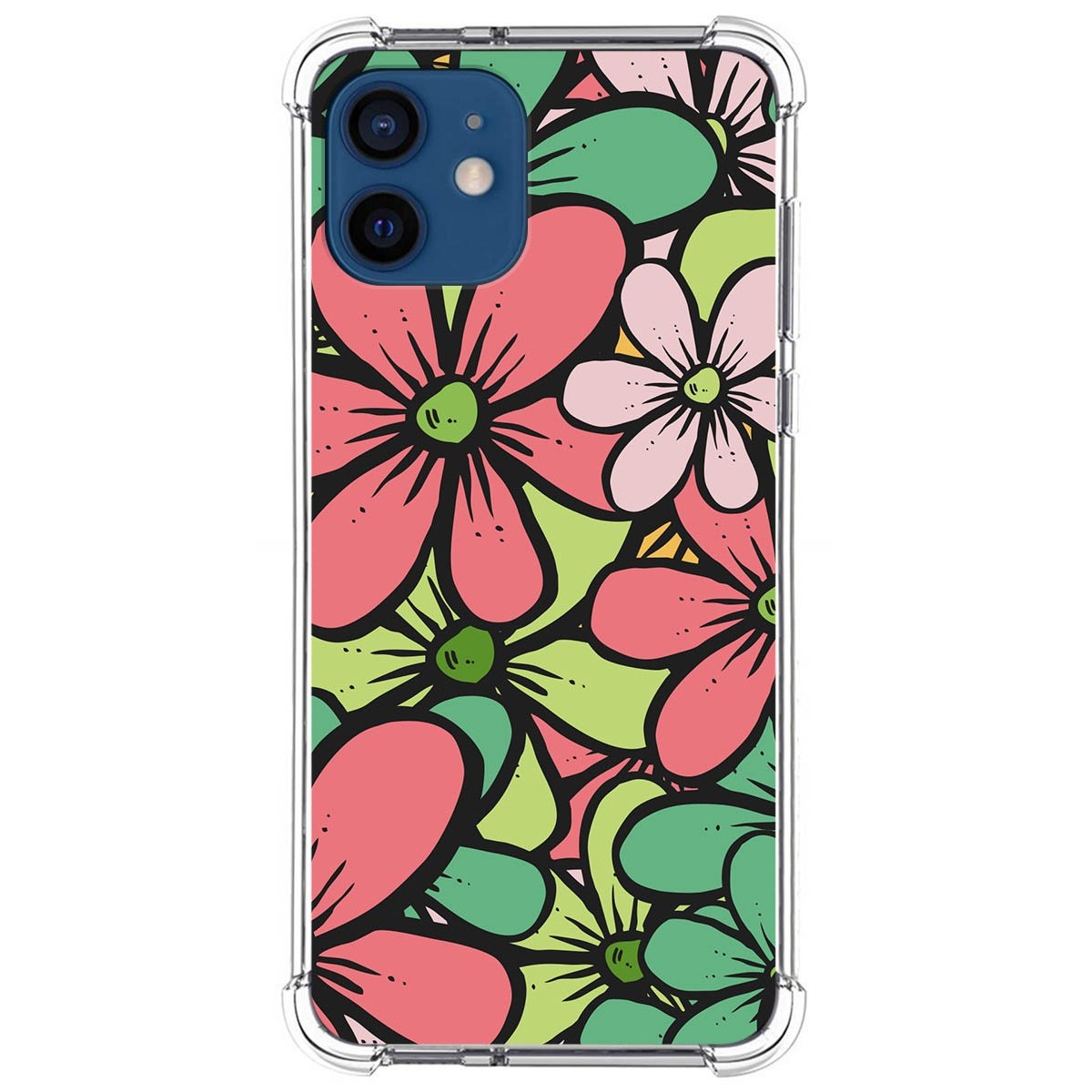 Funda Silicona Antigolpes para Iphone 12 / 12 Pro (6.1) diseño Flores 02 Dibujos