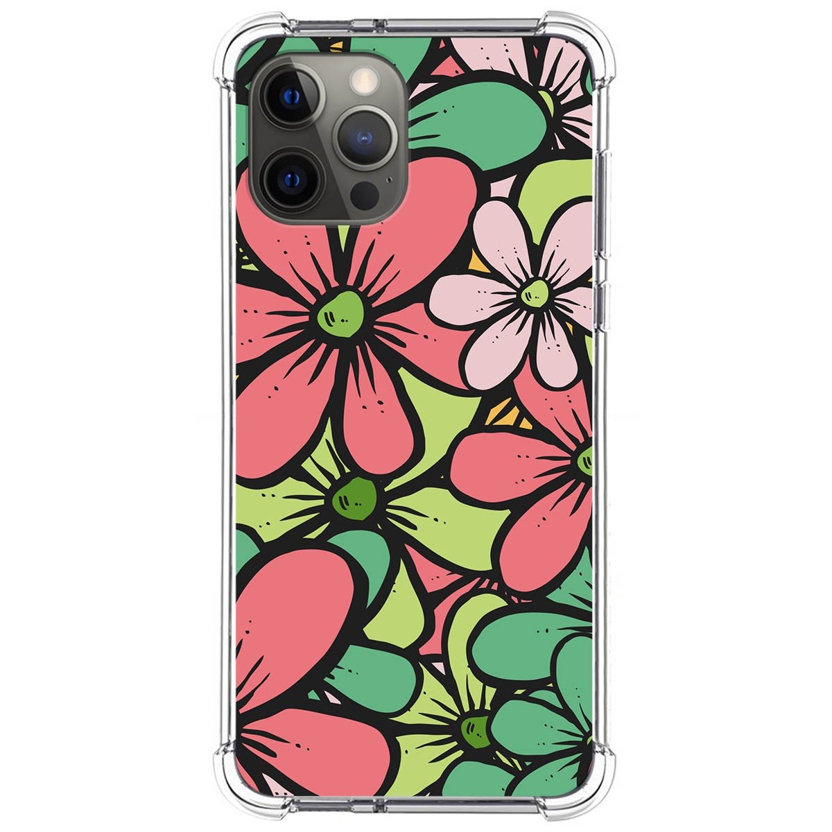 Funda Silicona Antigolpes para Iphone 12 Pro Max (6.7) diseño Flores 02 Dibujos