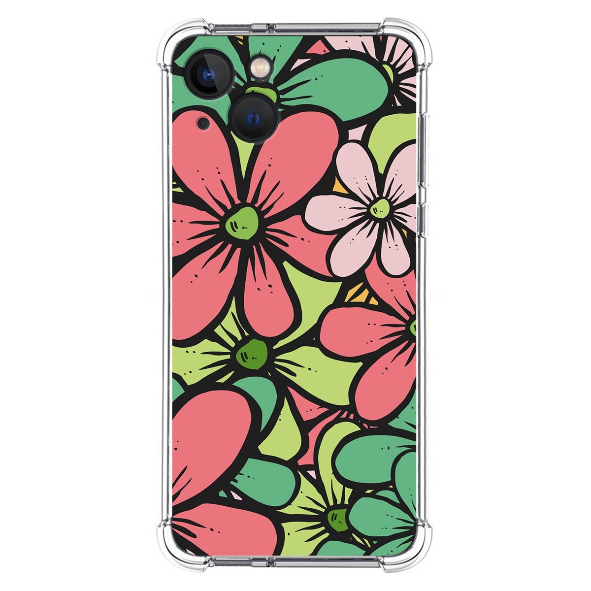 Funda Silicona Antigolpes para Iphone 13 (6.1) diseño Flores 02 Dibujos