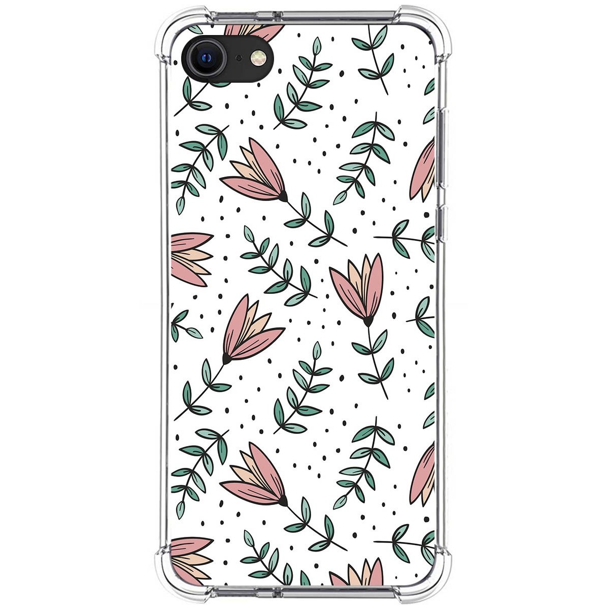 Funda Silicona Antigolpes para Iphone SE 2020 diseño Flores 01 Dibujos