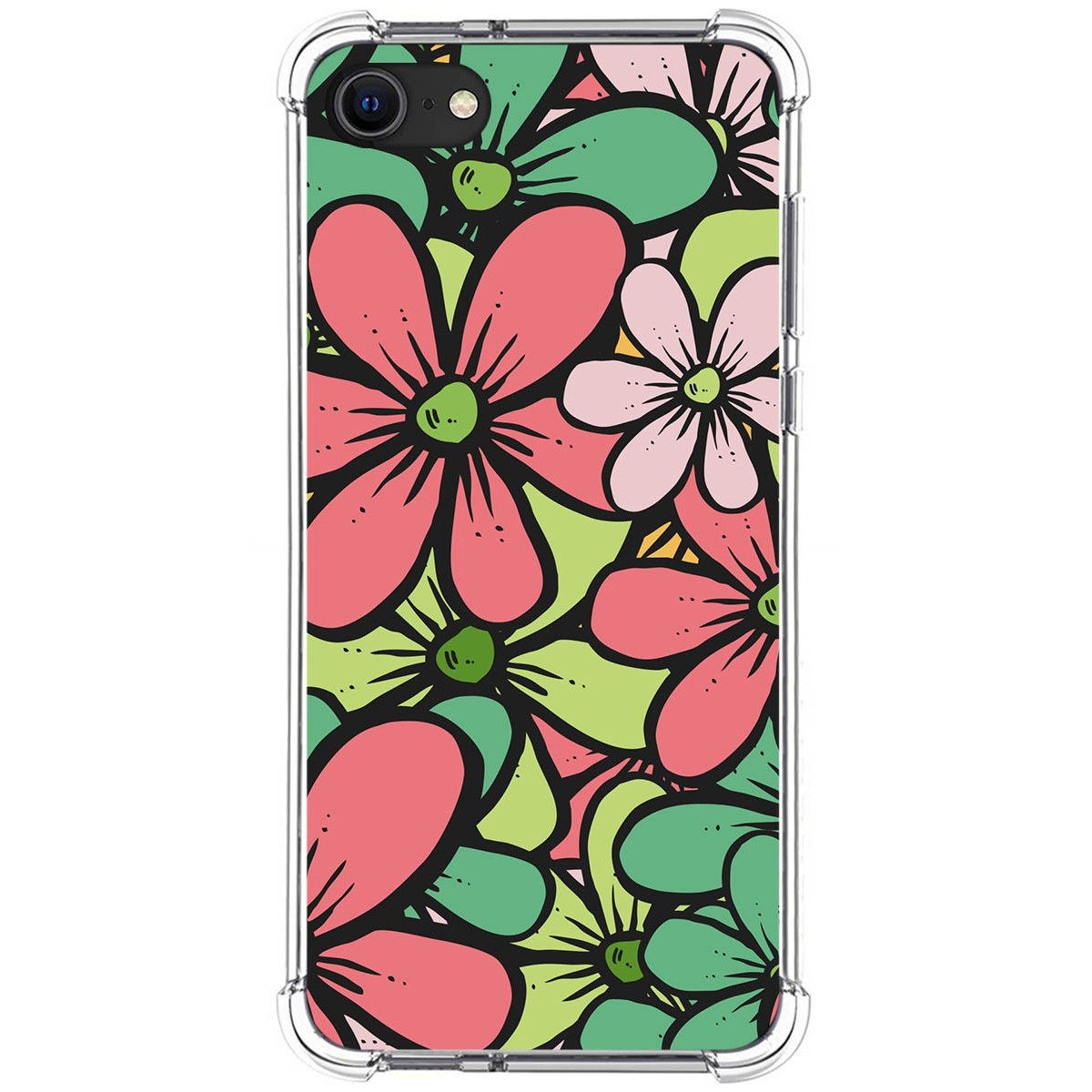 Funda Silicona Antigolpes para Iphone SE 2020 diseño Flores 02 Dibujos