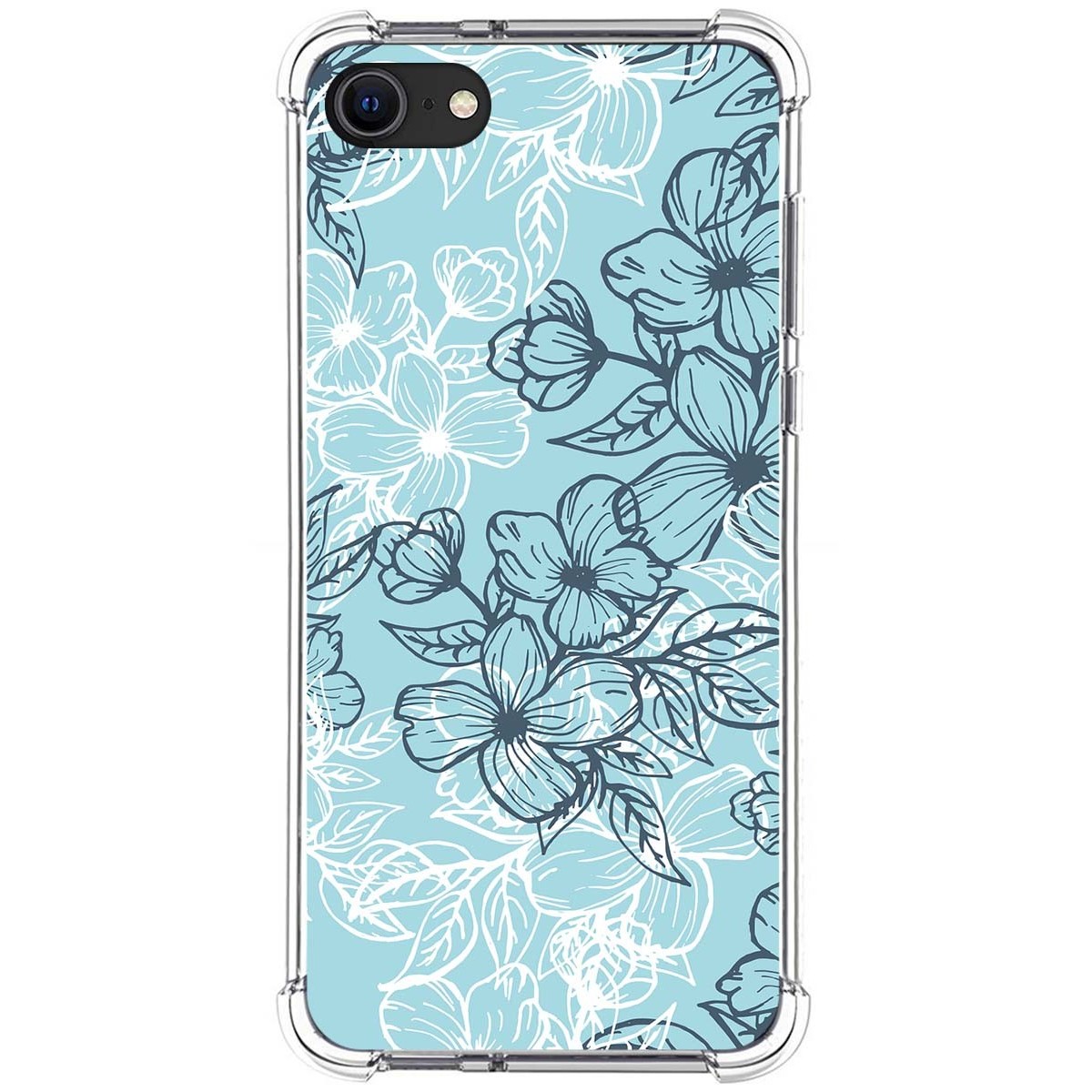 Funda Silicona Antigolpes para Iphone SE 2020 diseño Flores 03 Dibujos