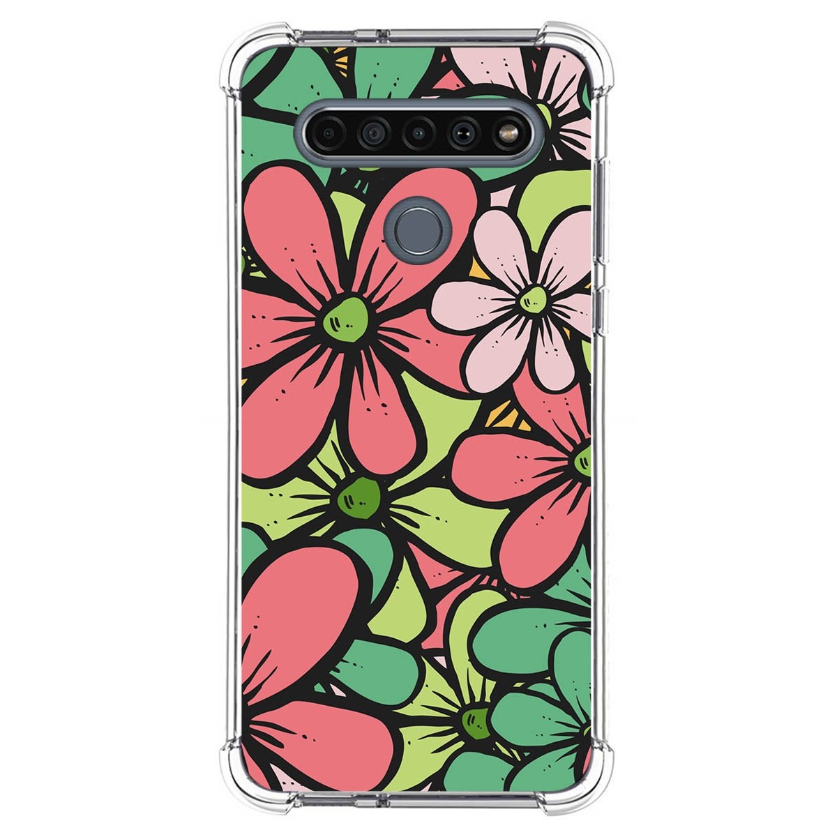 Funda Silicona Antigolpes para Lg K61 diseño Flores 02 Dibujos