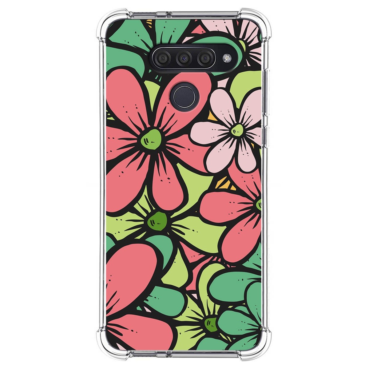 Funda Silicona Antigolpes para Lg Q60 / K50 diseño Flores 02 Dibujos