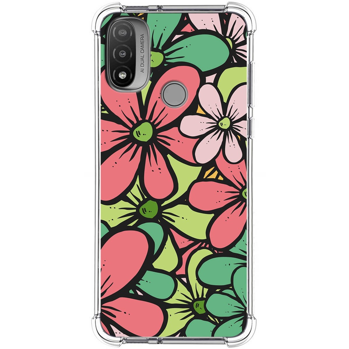 Funda Silicona Antigolpes para Motorola Moto E20 diseño Flores 02 Dibujos