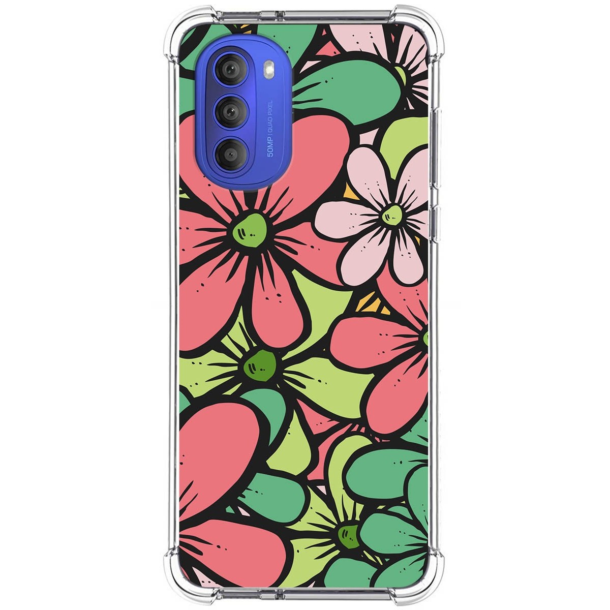 Funda Silicona Antigolpes para Motorola Moto G51 diseño Flores 02 Dibujos