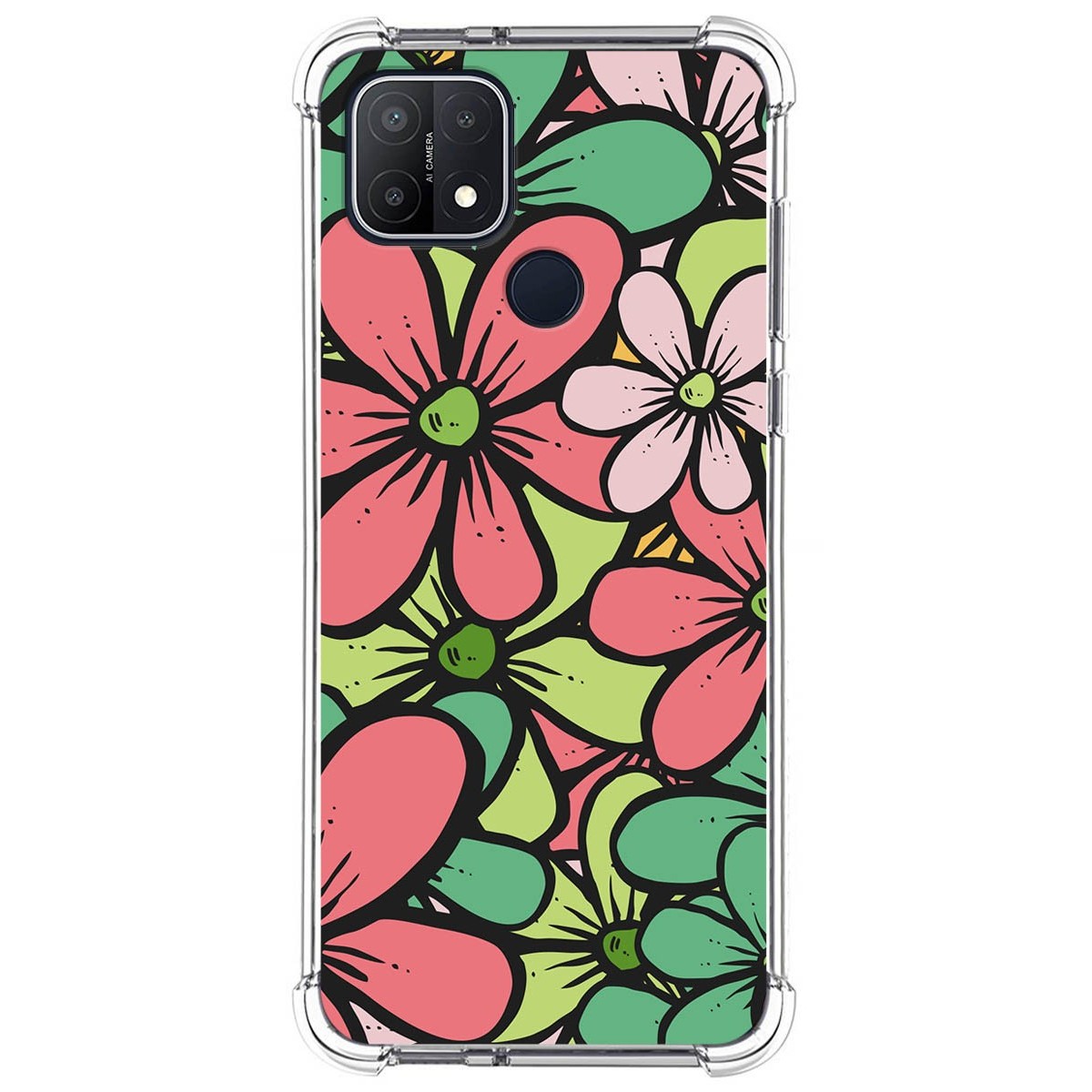 Funda Silicona Antigolpes para Oppo A15 diseño Flores 02 Dibujos