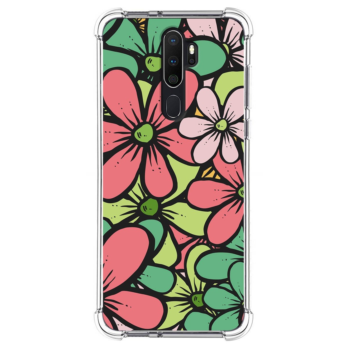 Funda Silicona Antigolpes para Oppo A5 2020 / A9 2020 diseño Flores 02 Dibujos