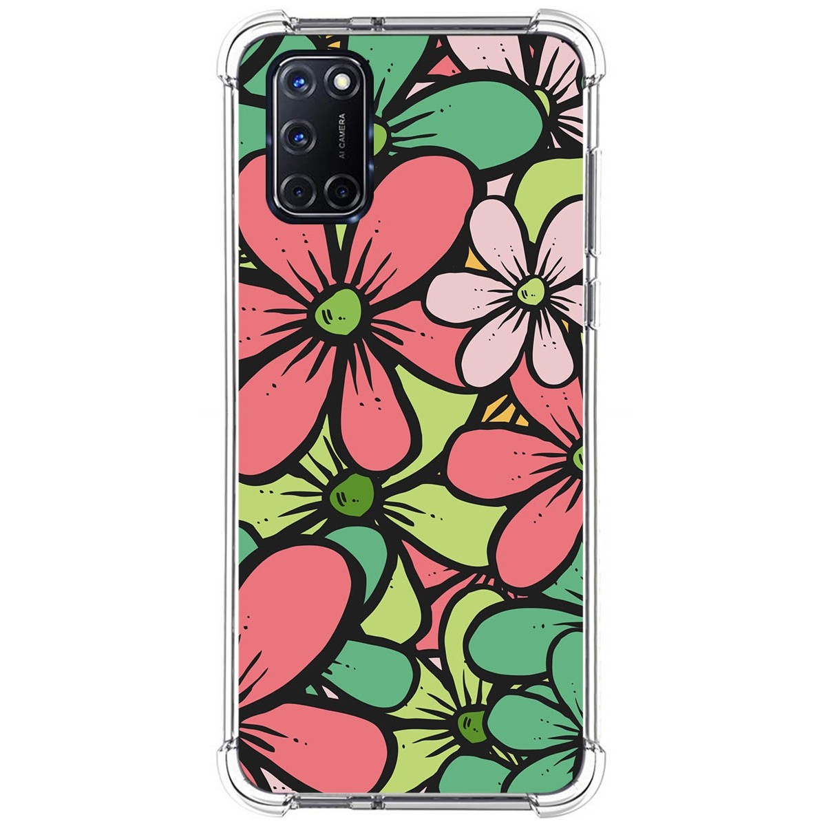 Funda Silicona Antigolpes para Oppo A52 / A72 diseño Flores 02 Dibujos