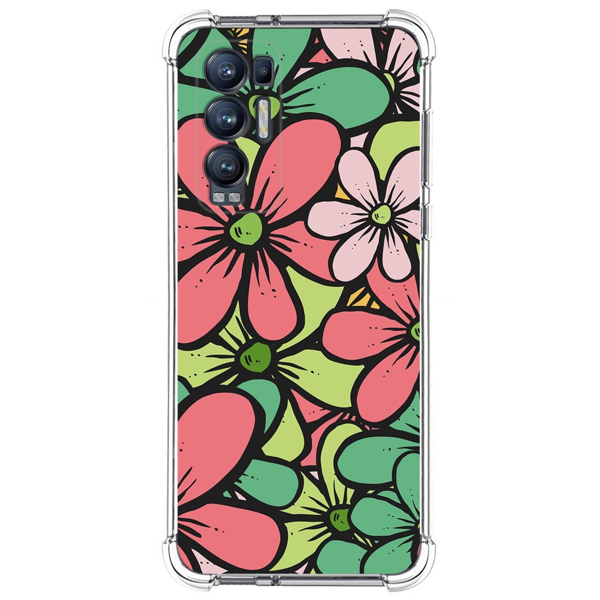 Funda Silicona Antigolpes para Oppo Find X3 Neo 5G diseño Flores 02 Dibujos
