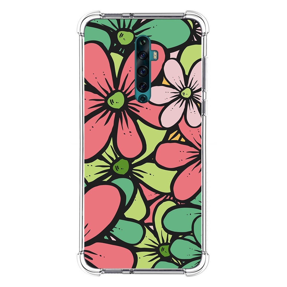 Funda Silicona Antigolpes para Oppo Reno 2Z diseño Flores 02 Dibujos