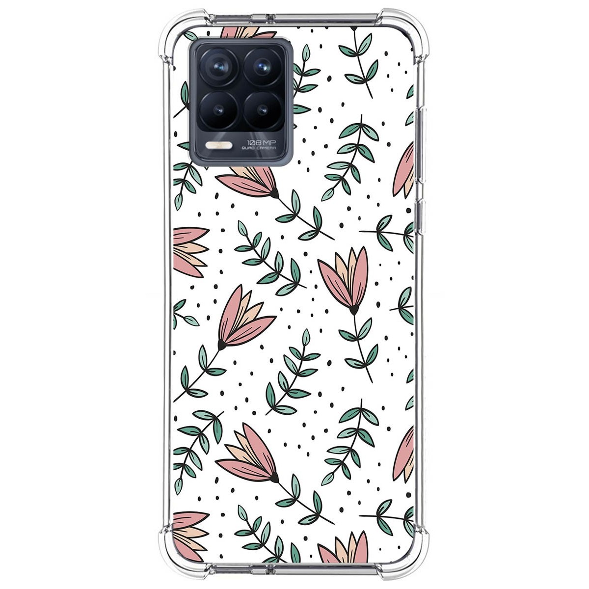 Funda Silicona Antigolpes para Realme 8 4G / 8 Pro diseño Flores 01 Dibujos