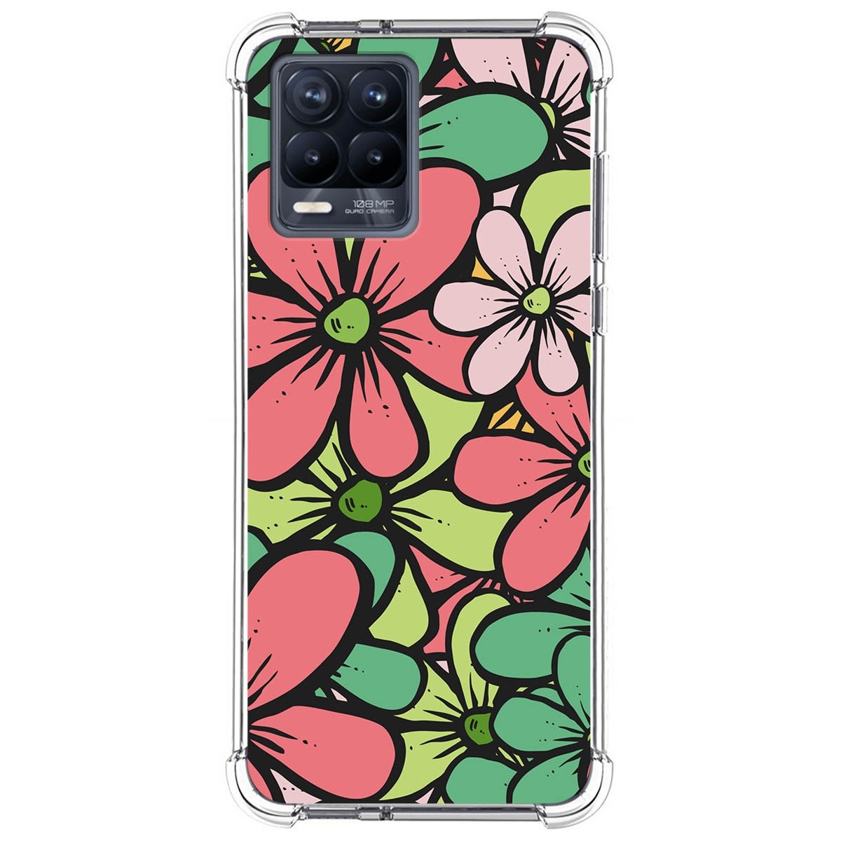 Funda Silicona Antigolpes para Realme 8 4G / 8 Pro diseño Flores 02 Dibujos