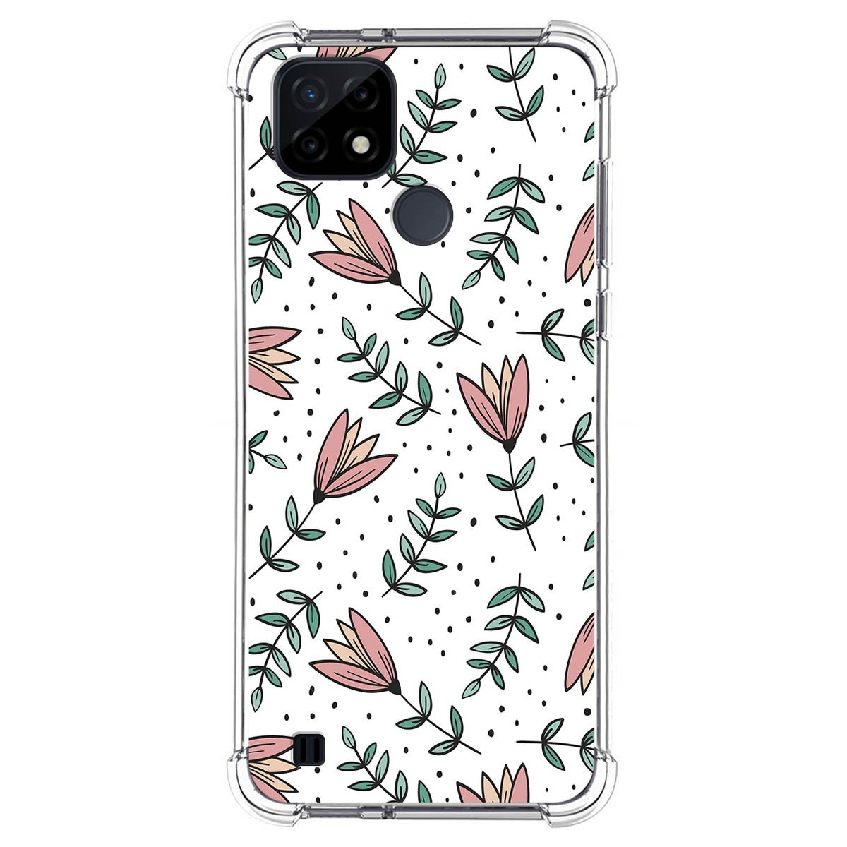 Funda Silicona Antigolpes para Realme C21 diseño Flores 01 Dibujos