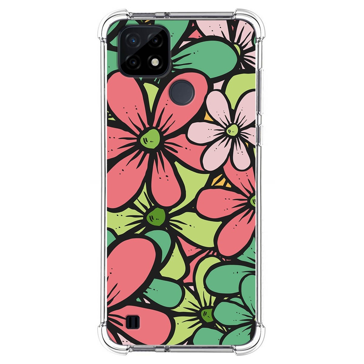 Funda Silicona Antigolpes para Realme C21 diseño Flores 02 Dibujos