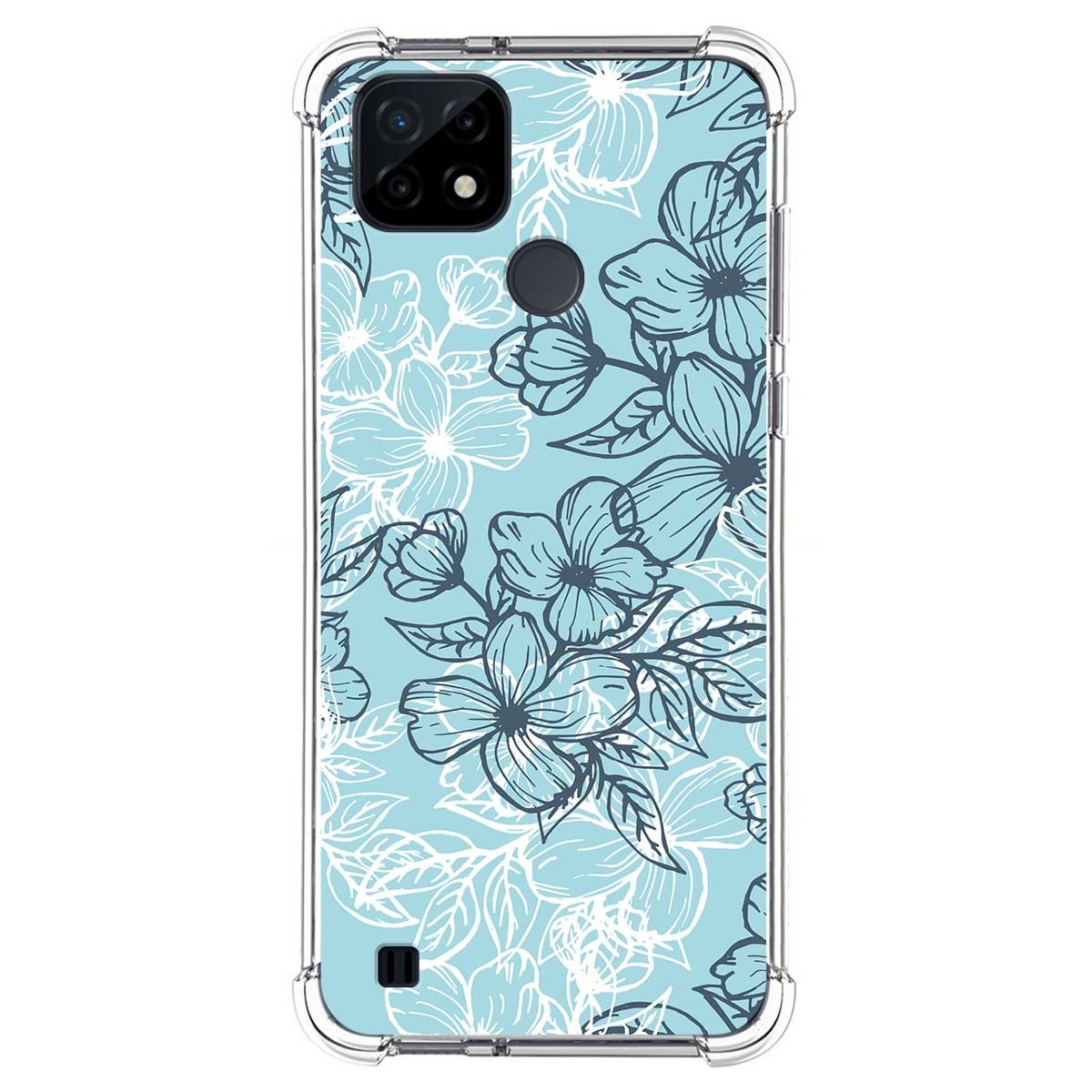 Funda Silicona Antigolpes para Realme C21 diseño Flores 03 Dibujos