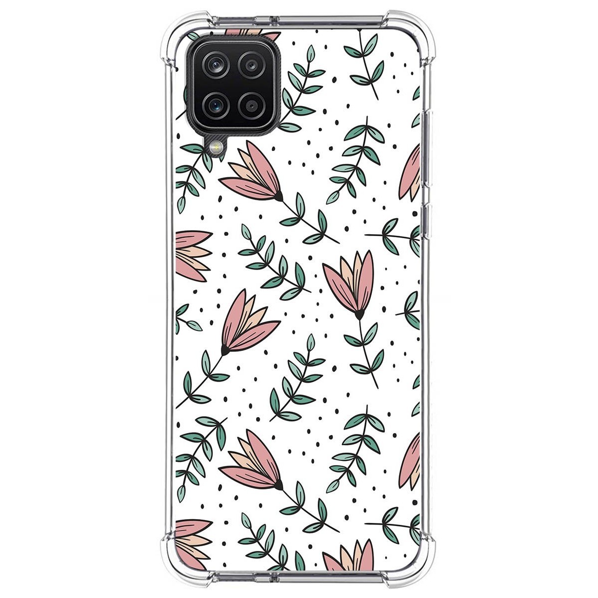 Funda Silicona Antigolpes para Samsung Galaxy A12 diseño Flores 01 Dibujos