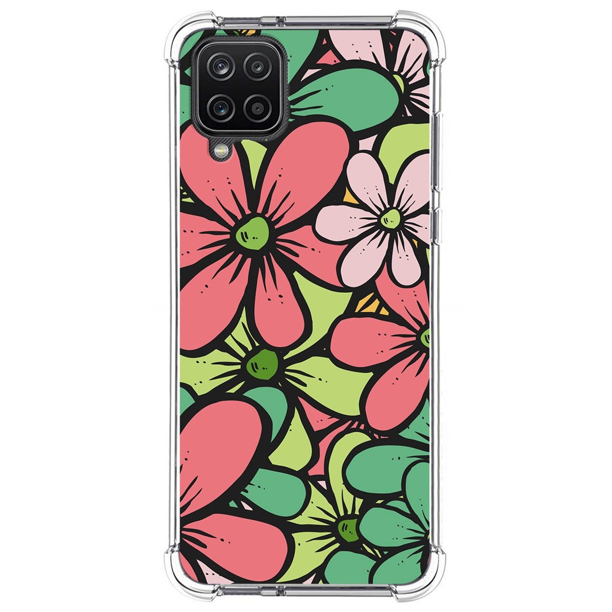 Funda Silicona Antigolpes para Samsung Galaxy A12 diseño Flores 02 Dibujos
