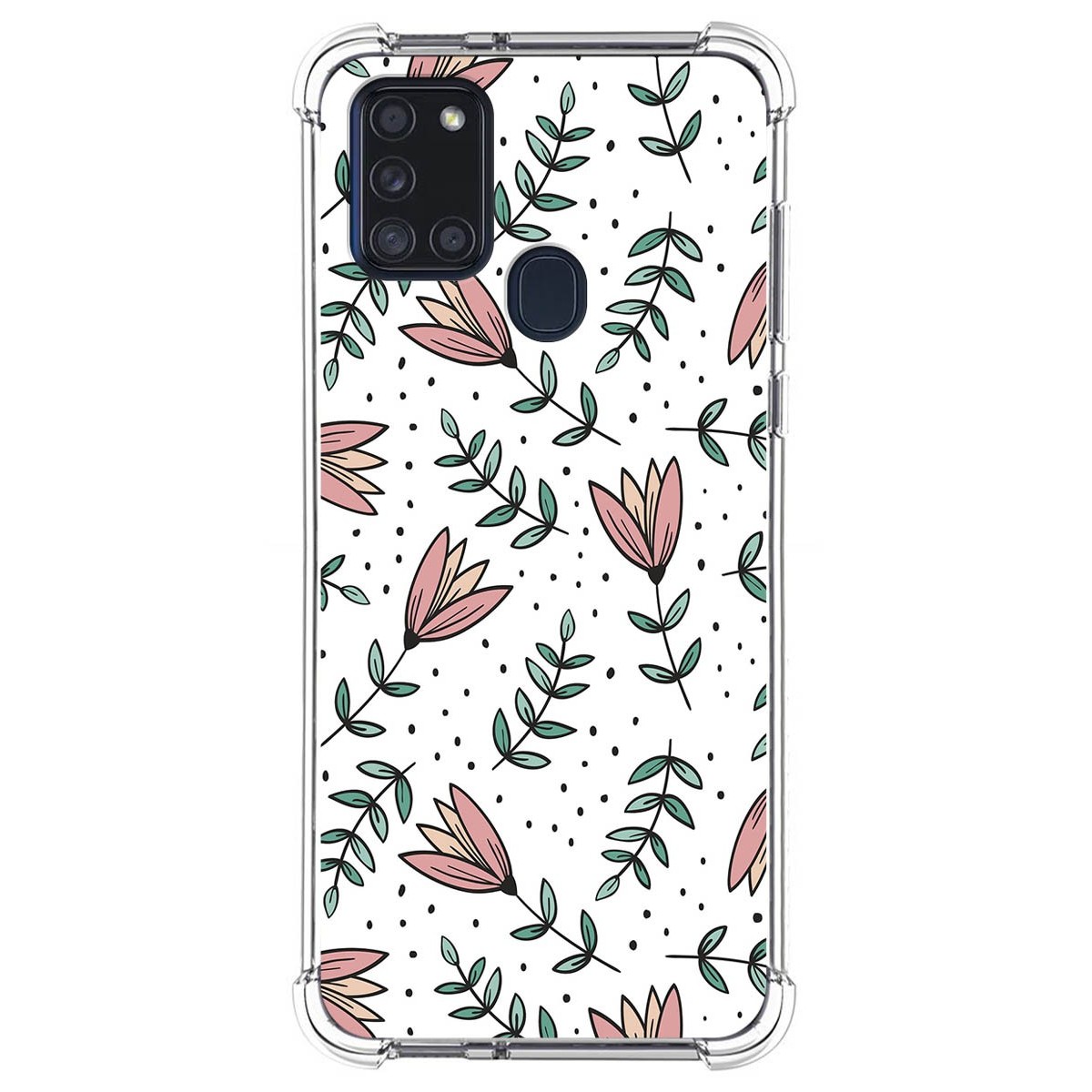 Funda Silicona Antigolpes para Samsung Galaxy A21s diseño Flores 01 Dibujos