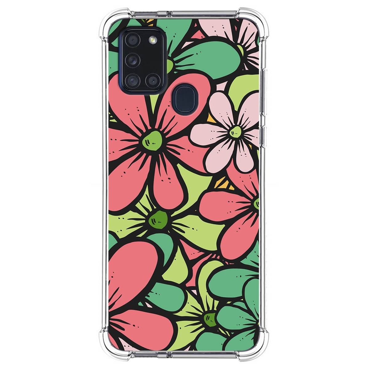 Funda Silicona Antigolpes para Samsung Galaxy A21s diseño Flores 02 Dibujos