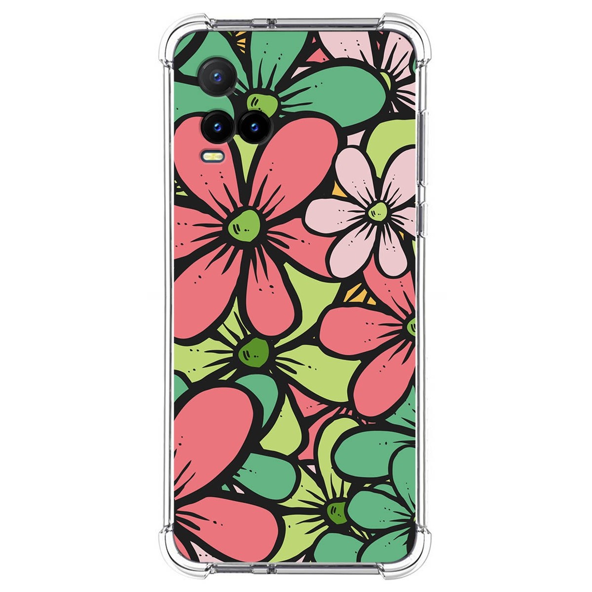 Funda Silicona Antigolpes para Vivo Y21 / Y21s / Y33s diseño Flores 02 Dibujos