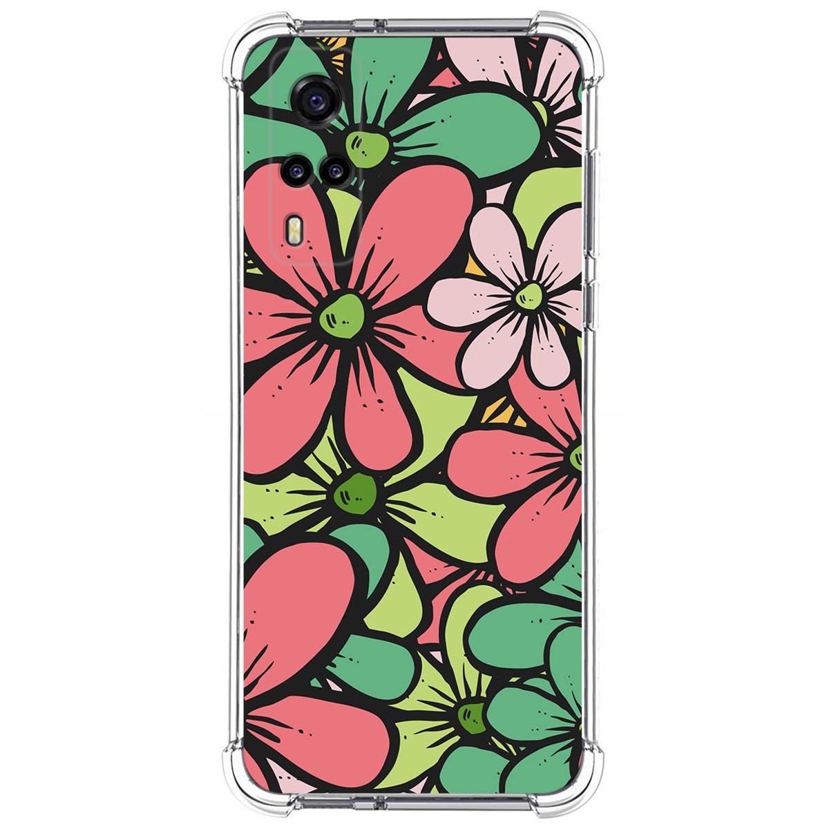 Funda Silicona Antigolpes para Vivo Y52 5G / Y72 5G diseño Flores 02 Dibujos