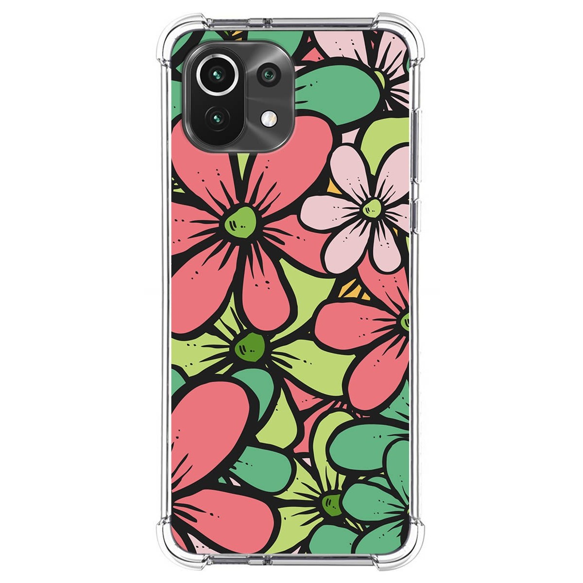 Funda Silicona Antigolpes para Xiaomi Mi 11 Lite 4G / 5G / 5G NE diseño Flores 02 Dibujos