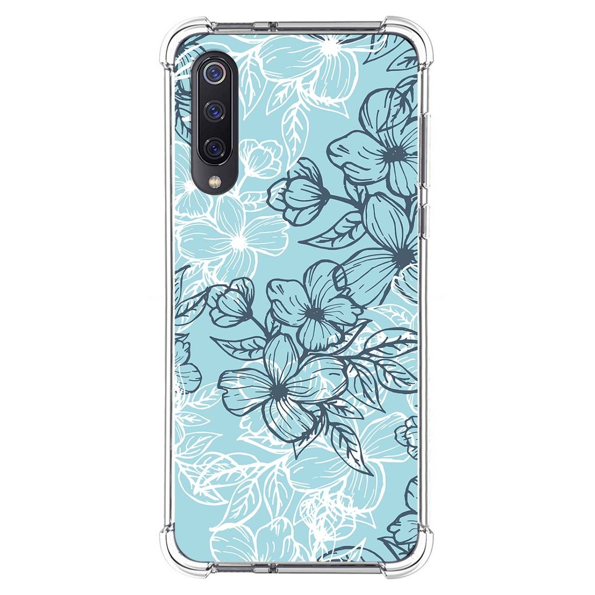 Funda Silicona Antigolpes para Xiaomi Mi 9 diseño Flores 03 Dibujos