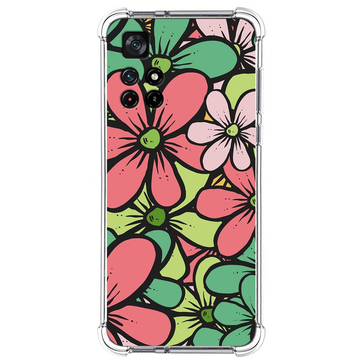 Funda Silicona Antigolpes para Xiaomi POCO M4 Pro 5G diseño Flores 02 Dibujos