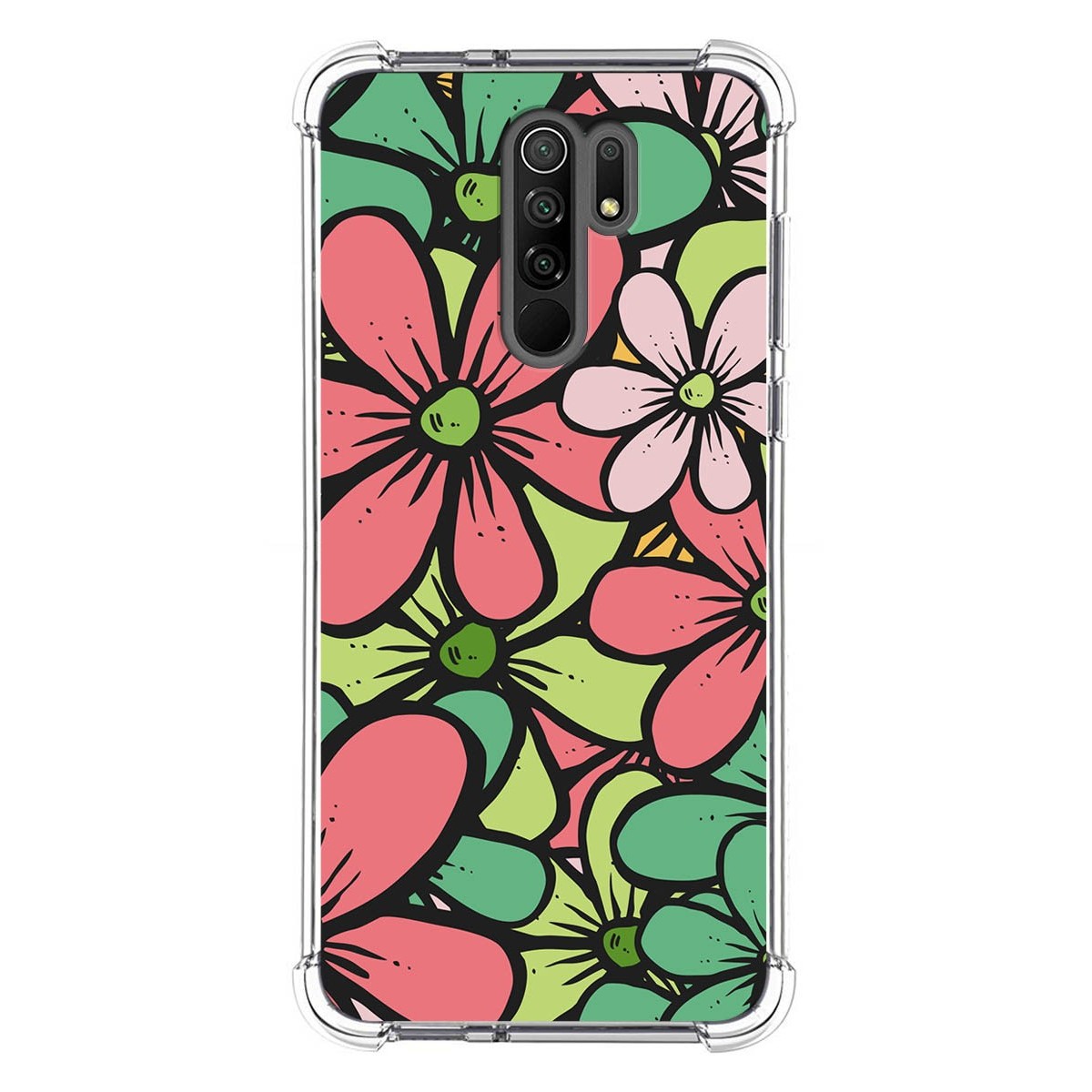 Funda Silicona Antigolpes para Xiaomi Redmi 9 diseño Flores 02 Dibujos