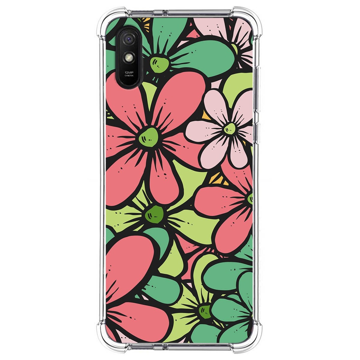 Funda Silicona Antigolpes para Xiaomi Redmi 9A / 9AT diseño Flores 02 Dibujos
