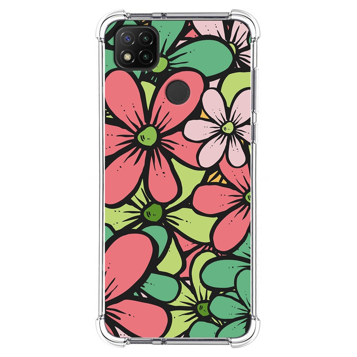 Funda Silicona Antigolpes para Xiaomi Redmi 9C diseño Flores 02 Dibujos
