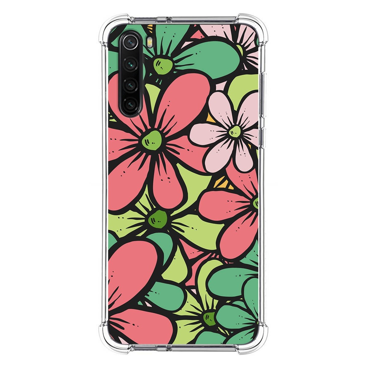 Funda Silicona Antigolpes para Xiaomi Redmi Note 8 (2019/2021) diseño Flores 02 Dibujos