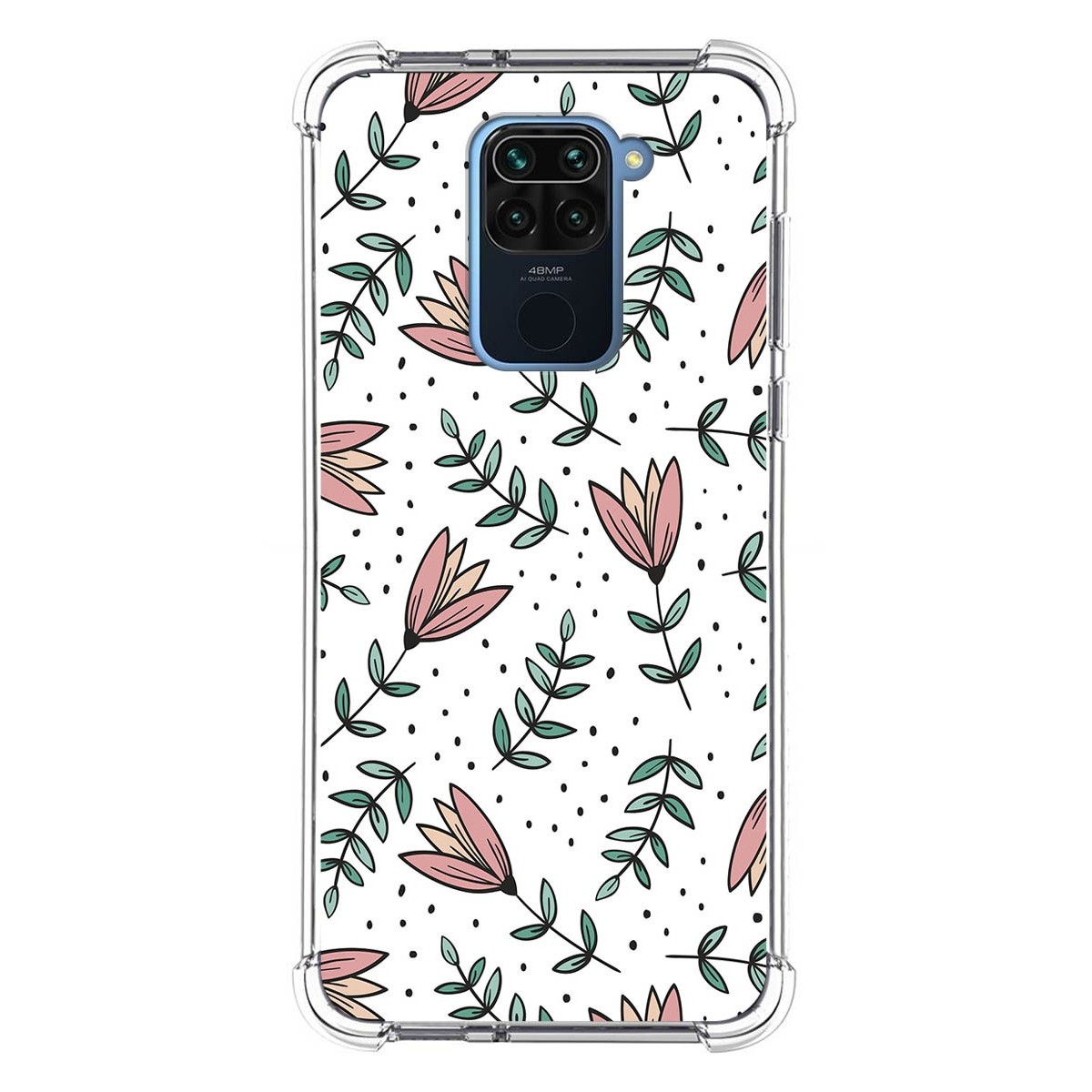 Funda Silicona Antigolpes para Xiaomi Redmi Note 9 diseño Flores 01 Dibujos