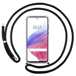 Funda Colgante Transparente para Samsung Galaxy A53 5G con Cordon Negro