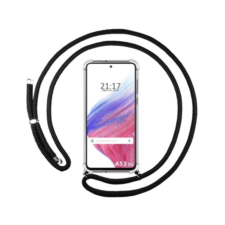 Funda Colgante Transparente para Samsung Galaxy A53 5G con Cordon Negro
