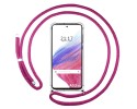 Funda Colgante Transparente para Samsung Galaxy A53 5G con Cordon Rosa Fucsia
