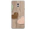Funda Gel Tpu para Meizu M6 Note Diseño Corazones Madera Dibujos