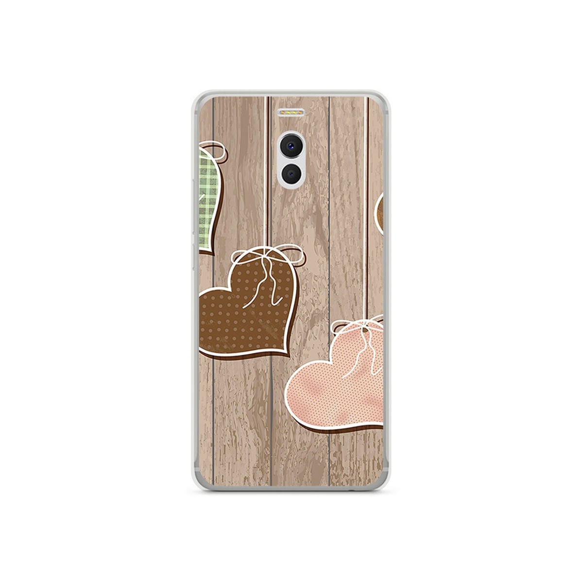 Funda Gel Tpu para Meizu M6 Note Diseño Corazones Madera Dibujos