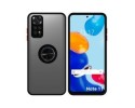Funda Mate con Borde Negro y Anillo Giratorio 360 para Xiaomi Redmi Note 11 / 11s