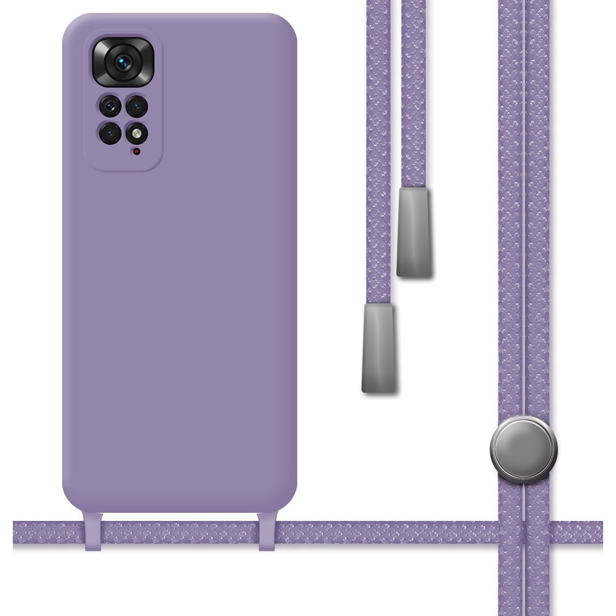 Funda Silicona Líquida con Cordón para Xiaomi Redmi Note 11 / 11s color Morada