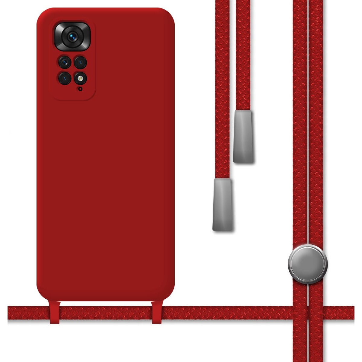 Funda Silicona Líquida con Cordón para Xiaomi Redmi Note 11 / 11s color Roja
