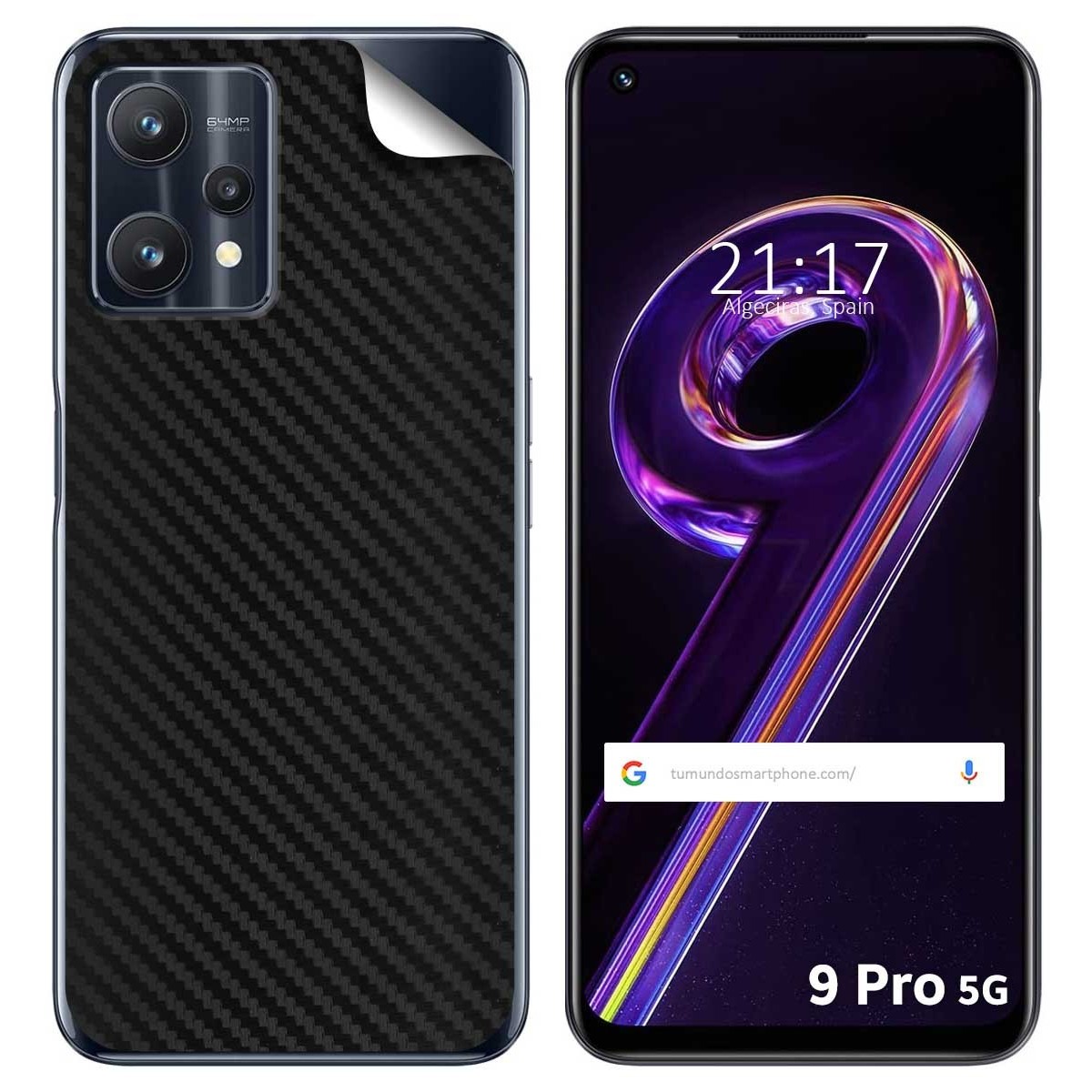 Pegatina Vinilo Autoadhesiva Textura Carbono para Realme 9 Pro 5G