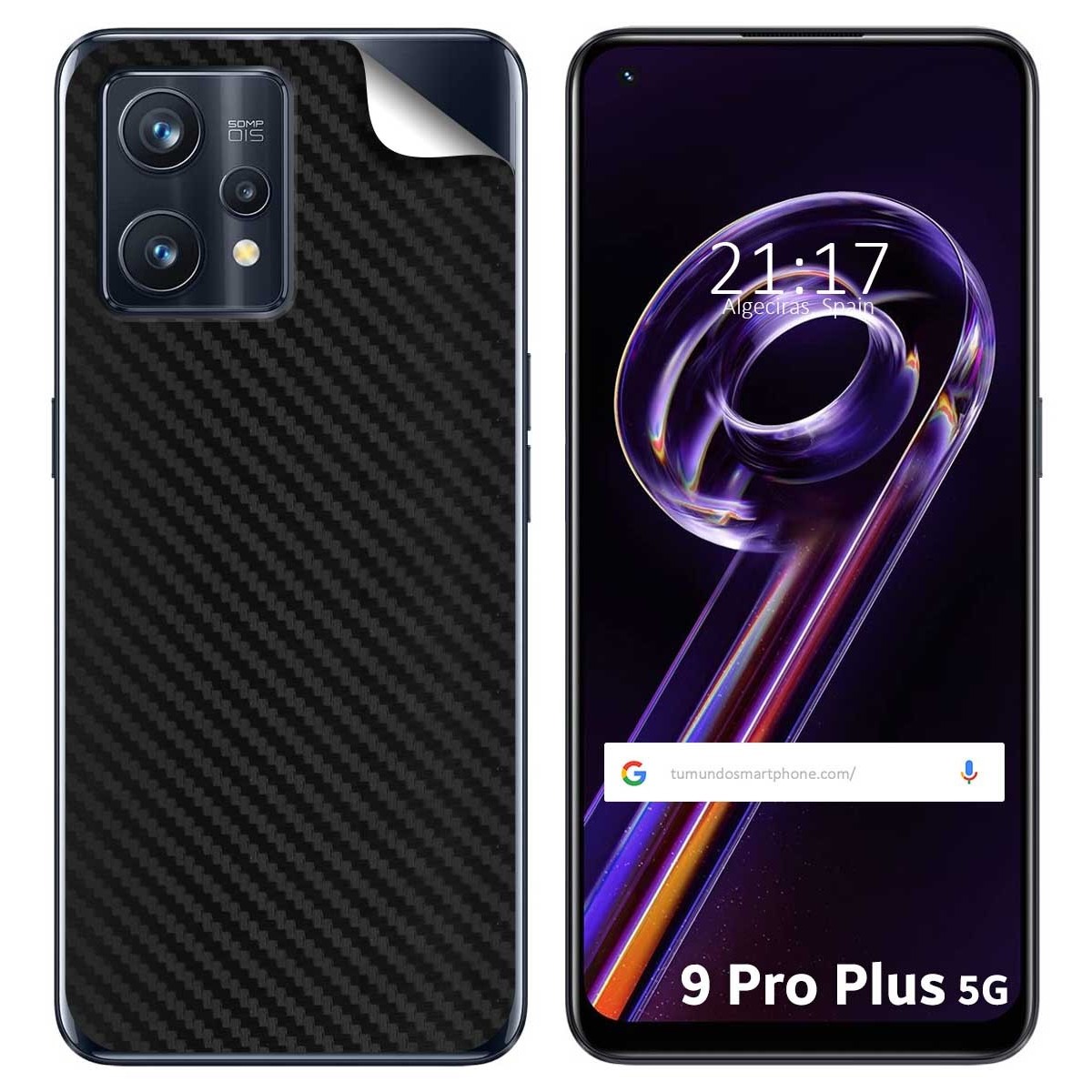 Pegatina Vinilo Autoadhesiva Textura Carbono para Realme 9 Pro Plus 5G